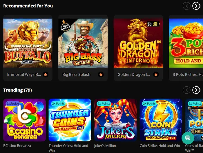 BCasino New Zealand games