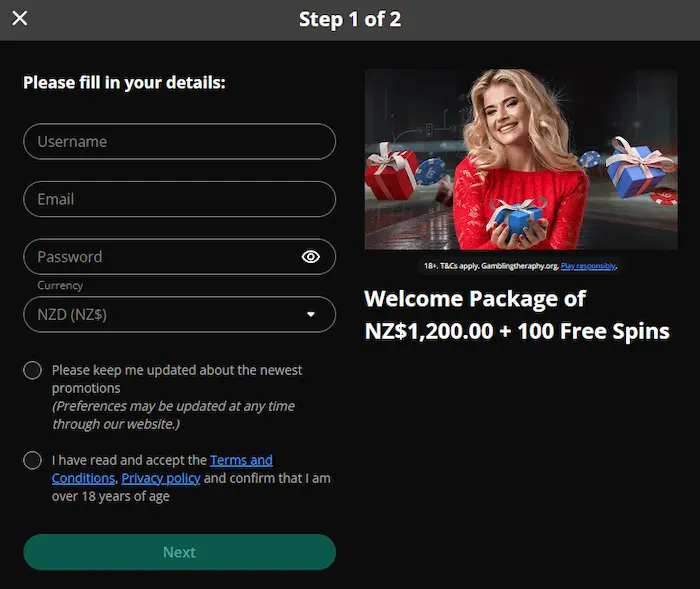 bCasino New Zealand reg